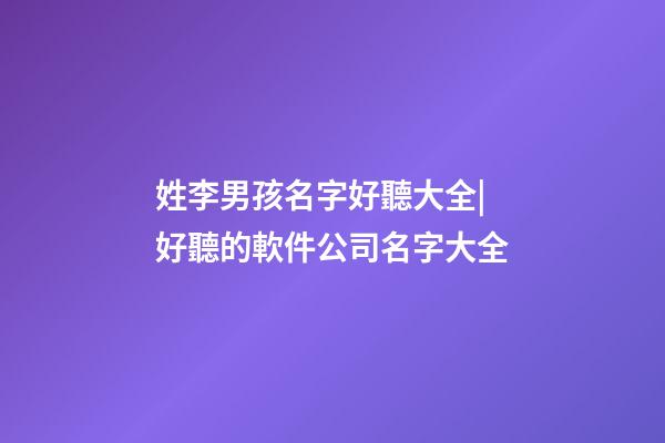 姓李男孩名字好聽大全|好聽的軟件公司名字大全-第1張-公司起名-玄機(jī)派